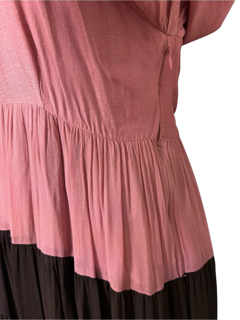 Anthropologie Nirmooha Puff-Sleeved Colorblocked Maxi Dress medium tiered FLAWED - Picture 6 of 16